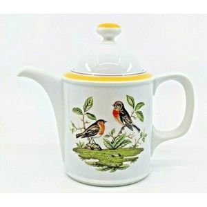 Royal Tettau Woodsong Coffee Pot and Lid Birds Made in Germany